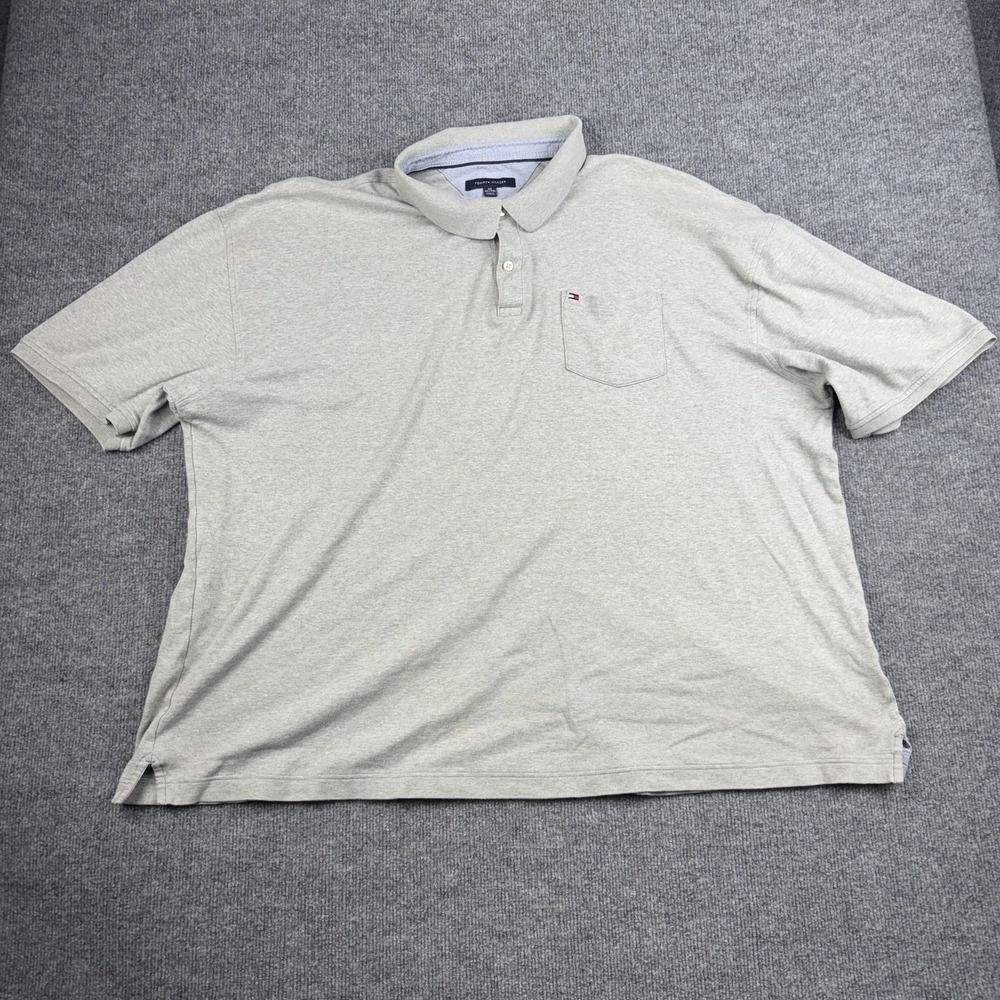 Tommy Hilfiger Polo Shirt Mens 4XL‎ Gray Pocket Logo Big Tall Cotton Casual